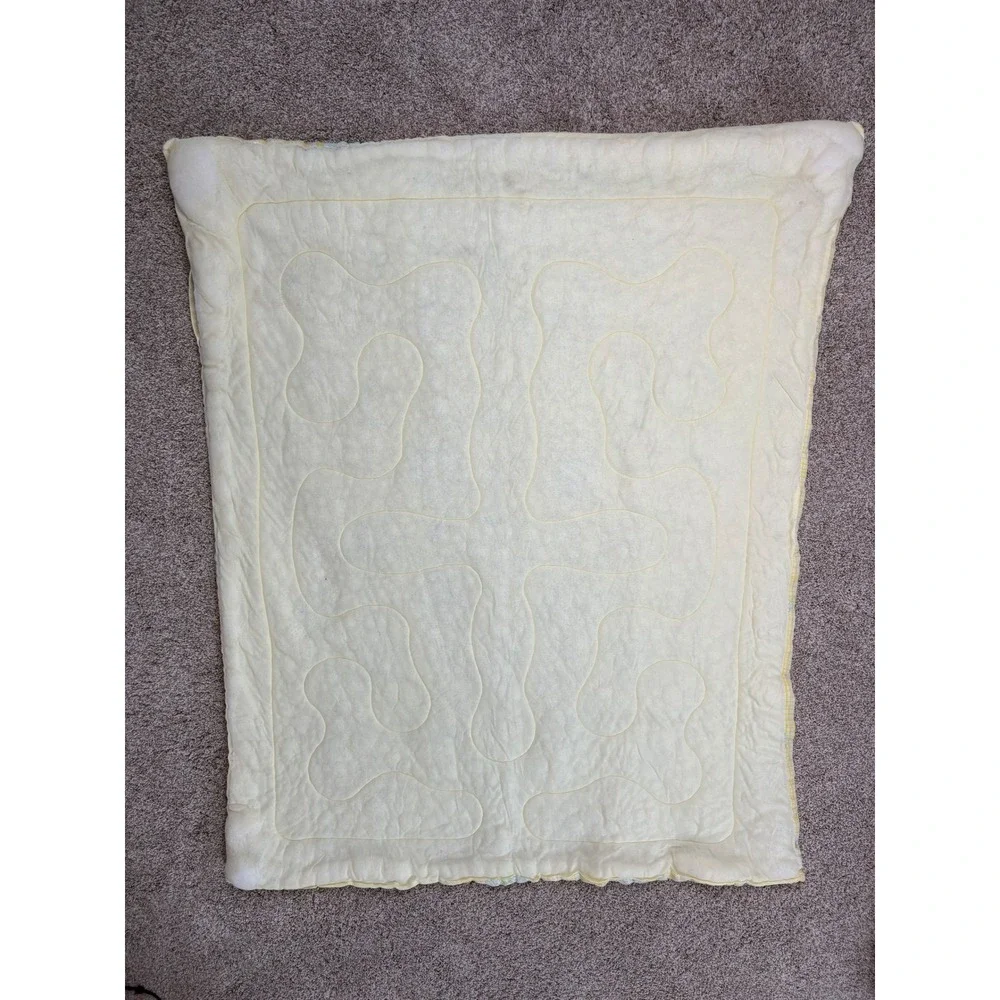 Vintage Yellow Gingham Teddy Bear Baby Quilt Blanket Crib Nursery 38x48‎ Read